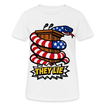 They are lying! Politics Snake - Women's Breathable T-Shirt - white - Front - AI Model Female 172 dark (172cm)