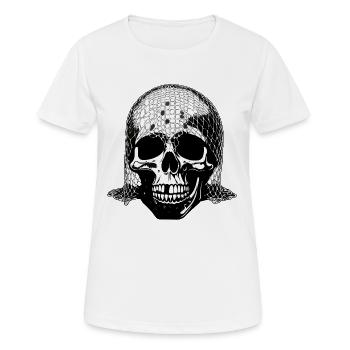 Crâne avec voile en filet - T-shirt respirant Femme - blanc - Devant - AI Model Female 172 dark (172cm)