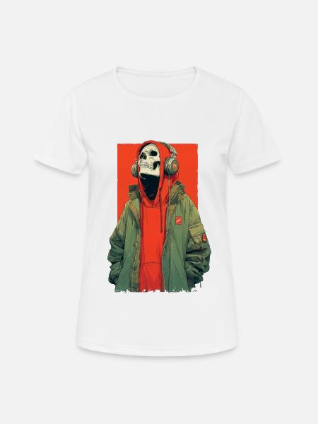 Head Skull Hoodie Streetwear - Women's Breathable T-Shirt - white