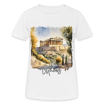 Aquarelle d’Athènes, Athènes Grèce - T-shirt respirant Femme - blanc - Devant - AI Model Female 172 dark (172cm)