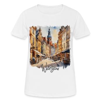 Aquarelle de Varsovie, Varsovie, Pologne - T-shirt respirant Femme - blanc - Devant - AI Model Female 172 dark (172cm)
