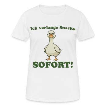 Angry Goose : J’exige des snacks MAINTENANT ! - T-shirt respirant Femme - blanc - Devant - AI Model Female 172 dark (172cm)