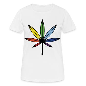 Cannabis / Marijuana / Hemp (Outline / Rainbow) - Women's Breathable T-Shirt - white - Front - AI Model Female 172 dark (172cm)