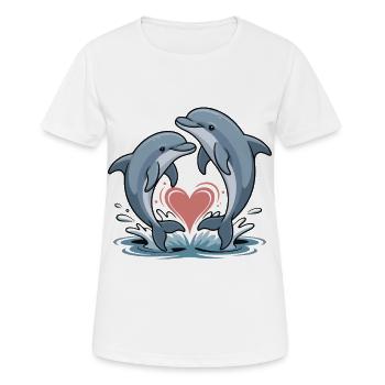 Heart dolphin duo in the water heart - Women's Breathable T-Shirt - white - Front - AI Model Female 172 dark (172cm)