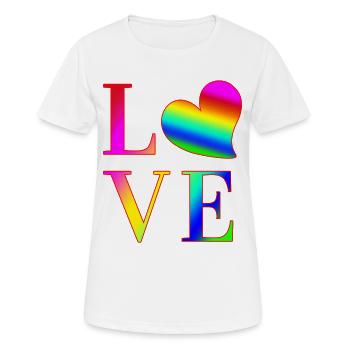 LOVE COLORFUL TYPOGRAPHY - Women's Breathable T-Shirt - white - Front - AI Model Female 172 dark (172cm)