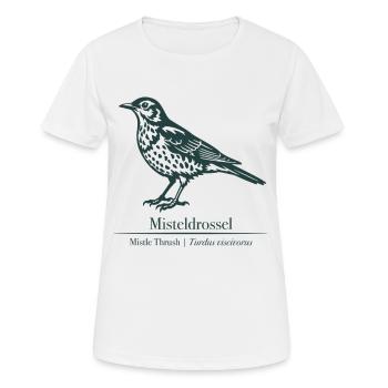 Silhouette du gui de la grive | Dessin ornithologique - T-shirt respirant Femme - blanc - Devant - AI Model Female 172 dark (172cm)