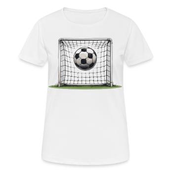 Torwurf im Netz - Frauen T-Shirt atmungsaktiv - Weiß - Vorne - AI Model Female 172 dark (172cm)