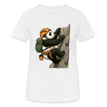 Bloc panda avec du matériel d’escalade - T-shirt respirant Femme - blanc - Devant - AI Model Female 172 dark (172cm)