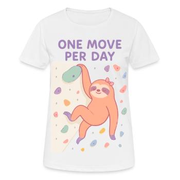 Sloth Bouldering: One Move Per Day Design - Women's Breathable T-Shirt - white - Front - AI Model Female 172 dark (172cm)