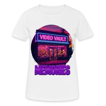 Retro Vintage 80er VHS-T-Shirt - Frauen T-Shirt atmungsaktiv - Weiß - Vorne - AI Model Female 172 dark (172cm)