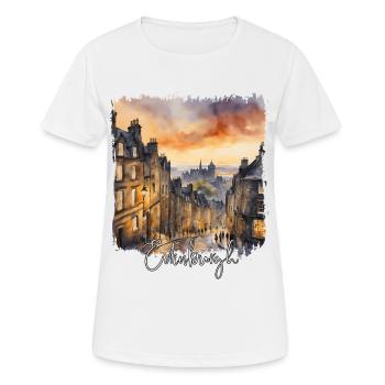 Edinburgh Schottland, Edinburgh Aquarell - Frauen T-Shirt atmungsaktiv - Weiß - Vorne - AI Model Female 172 dark (172cm)