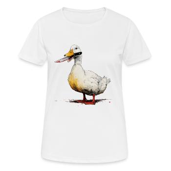 Canard avec un couteau dans le bec - T-shirt respirant Femme - blanc - Devant - AI Model Female 172 dark (172cm)