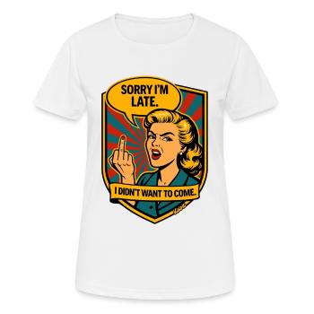 Sorry, Delayed – Retro Provocation - Women's Breathable T-Shirt - white - Front - AI Model Female 172 dark (172cm)