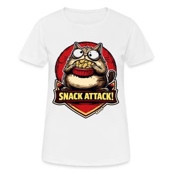 Snack-Attacke Katze mit Popcorn - Frauen T-Shirt atmungsaktiv - Weiß - Vorne - AI Model Female 172 dark (172cm)