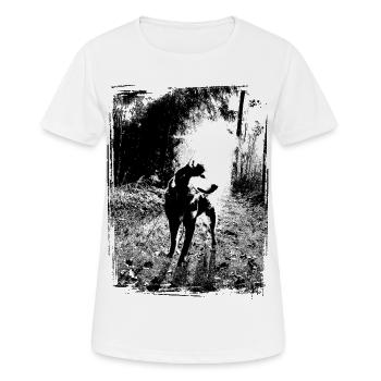 Night Forest Dog Motif - Women's Breathable T-Shirt - white - Front - AI Model Female 172 dark (172cm)