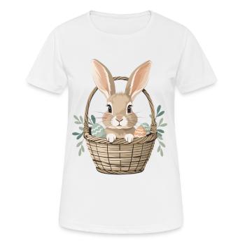 Fröhlicher Osterhase im Korb - Frauen T-Shirt atmungsaktiv - Weiß - Vorne - AI Model Female 172 dark (172cm)
