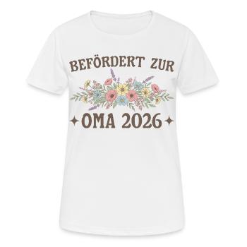 Promue Grand-mère 2026 Fleurs - T-shirt respirant Femme - blanc - Devant - AI Model Female 172 dark (172cm)