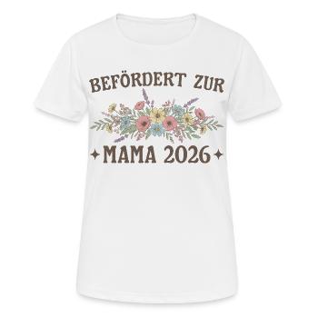 Befördert zur Mama 2026 Blumen - Frauen T-Shirt atmungsaktiv - Weiß - Vorne - AI Model Female 172 dark (172cm)