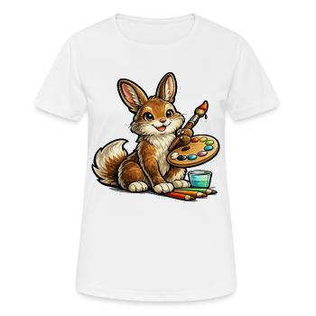 Artiste lapin avec palette - T-shirt respirant Femme - blanc - Devant - AI Model Female 172 dark (172cm)