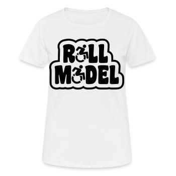 Role model. For the real wheelchair user # - Women's Breathable T-Shirt - white - Front - AI Model Female 172 dark (172cm)