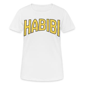 Habibi Word Art Yellow on Black - Women's Breathable T-Shirt - white - Front - AI Model Female 172 dark (172cm)