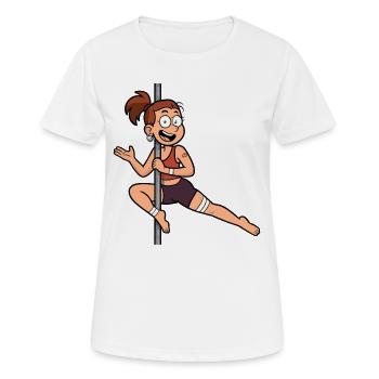 Pole Dance Cartoon – Lustige Dancerin - Frauen T-Shirt atmungsaktiv - Weiß - Vorne - AI Model Female 172 dark (172cm)