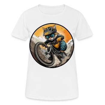 Katzen Bikerin / MTB Kätzchen - Frauen T-Shirt atmungsaktiv - Weiß - Vorne - AI Model Female 172 dark (172cm)