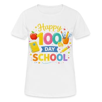 Hundertster Schultag – Bunte Schul-Illustration - Frauen T-Shirt atmungsaktiv - Weiß - Vorne - AI Model Female 172 dark (172cm)
