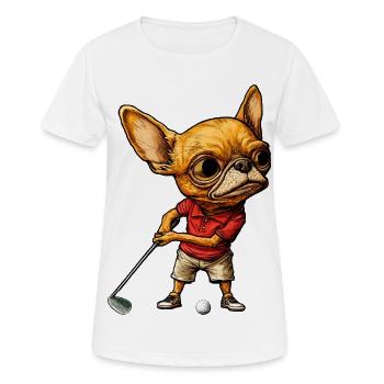 Chihuahua Golfspieler - Frauen T-Shirt atmungsaktiv - Weiß - Vorne - AI Model Female 172 dark (172cm)