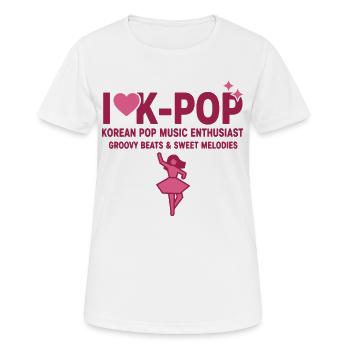 J’adore la K-Pop Pop Pop Groovy - T-shirt respirant Femme - blanc - Devant - AI Model Female 172 dark (172cm)