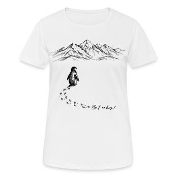 Mais pourquoi ? Empreintes de mème du manchot gribouillis gribouillis - T-shirt respirant Femme - blanc - Devant - AI Model Female 172 dark (172cm)