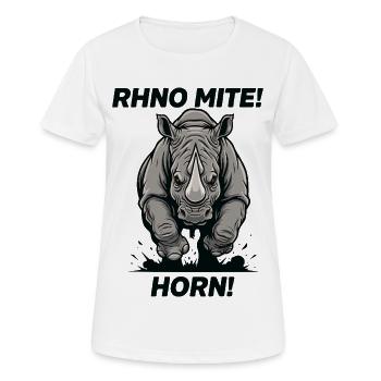 Rhino Mite Horn Humour Rhinocéros - T-shirt respirant Femme - blanc - Devant - AI Model Female 172 dark (172cm)