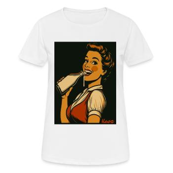 Retro Dame mit Milch Getränk  - Frauen T-Shirt atmungsaktiv - Weiß - Vorne - AI Model Female 172 dark (172cm)