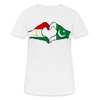 Tajikistan Pakistan Flagge Herzform - Frauen T-Shirt atmungsaktiv - Weiß - Vorne - AI Model Female 172 dark (172cm)