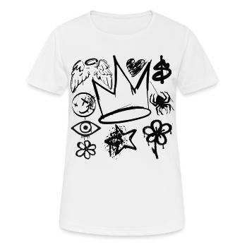Art Graph Motif - T-shirt respirant Femme - blanc - Devant - AI Model Female 172 dark (172cm)