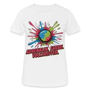 Paintball Fun T-Shirt – Colour Explosion Bull's Eye - Women's Breathable T-Shirt - white - Front - AI Model Female 172 dark (172cm)