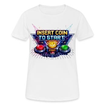 Bouton de démarrage arcade Neon Rétro - T-shirt respirant Femme - blanc - Devant - AI Model Female 172 dark (172cm)