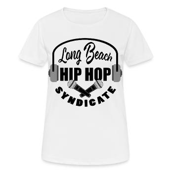 Kreuzende Mikrofone Schwarz - Long Beach Music - Frauen T-Shirt atmungsaktiv - Weiß - Vorne - AI Model Female 172 dark (172cm)
