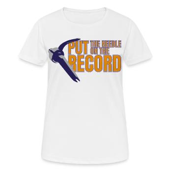 Aiguille sur la plaque - T-shirt respirant Femme - blanc - Devant - AI Model Female 172 dark (172cm)