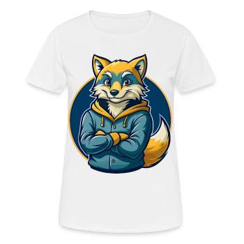 Arktischer Fuchs Kawaii Maskottchen Cartoon Clipart-Logo - Frauen T-Shirt atmungsaktiv - Weiß - Vorne - AI Model Female 172 dark (172cm)