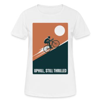 Bergauf und trotzdem begeistert | Rennrad - Frauen T-Shirt atmungsaktiv - Weiß - Vorne - AI Model Female 172 dark (172cm)