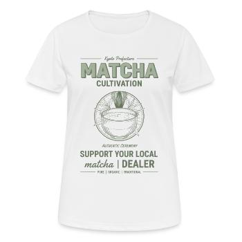 Culture du matcha de Kyoto Soutenez votre matcha local - T-shirt respirant Femme - blanc - Devant - AI Model Female 172 dark (172cm)