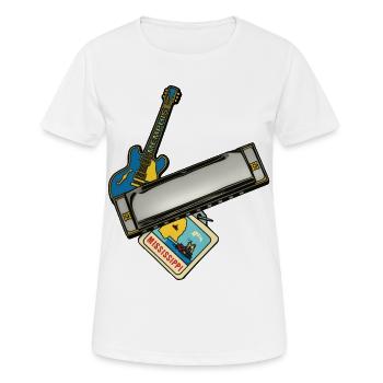 THE BLUES ROAD #1 - sound & vision - T-shirt respirant Femme - blanc - Devant - AI Model Female 172 dark (172cm)