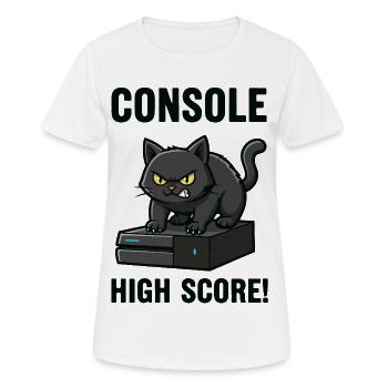 Console High Score Chat Gamer Jeux - T-shirt respirant Femme - blanc - Devant - AI Model Female 172 dark (172cm)