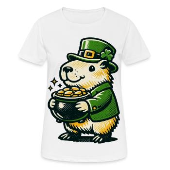 Cadeau du pot en or du lutin chanceux Capybara Drôle - T-shirt respirant Femme - blanc - Devant - AI Model Female 172 dark (172cm)