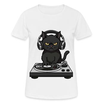 Turntable Cat Chat DJ Vinyle - T-shirt respirant Femme - blanc - Devant - AI Model Female 172 dark (172cm)