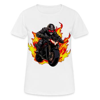 Motorcyclist with flames - Women's Breathable T-Shirt - white - Front - AI Model Female 172 dark (172cm)