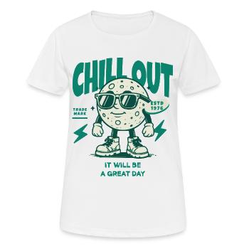 Lustiges Chill-Out-T-Shirt - Frauen T-Shirt atmungsaktiv - Weiß - Vorne - AI Model Female 172 dark (172cm)