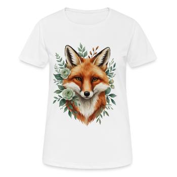 Fuchs im Blütenkranz - Frauen T-Shirt atmungsaktiv - Weiß - Vorne - AI Model Female 172 dark (172cm)