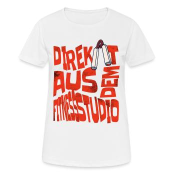 Direkt aus dem Fitnessstudio - Frauen T-Shirt atmungsaktiv - Weiß - Vorne - AI Model Female 172 dark (172cm)
